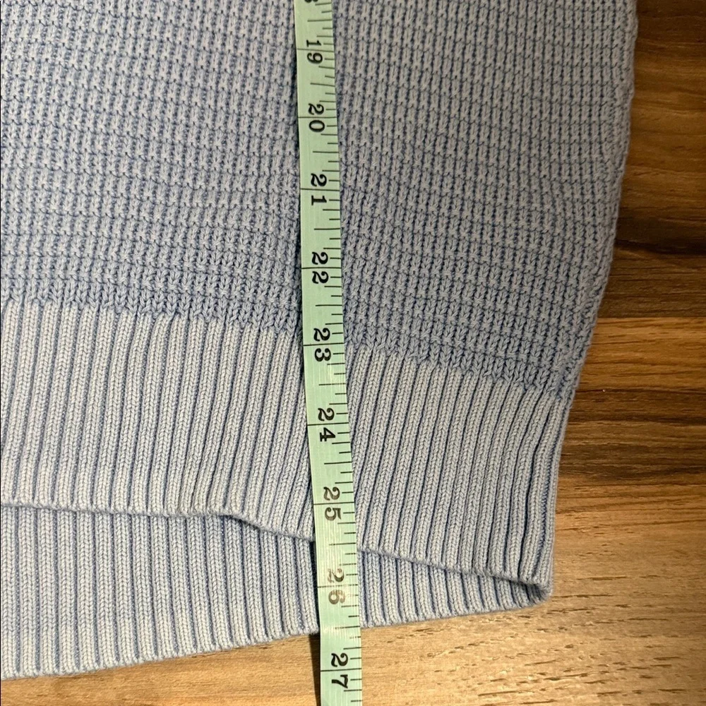 LL Bean Sweater Men’s L Organic Cotton Waffle Knit Quarter Zip Blue Cabincore